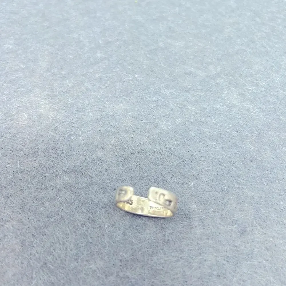 925 Thailand Sterling Silver Footprints Toe Ring Adjustable Size